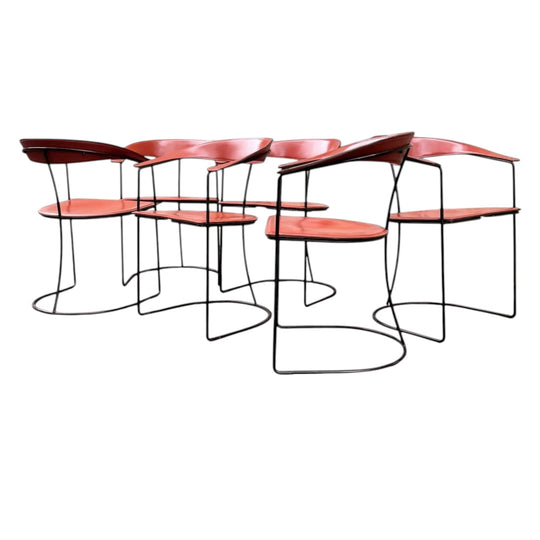 Six Canasta Cantilever Chairs by Arrben Italy