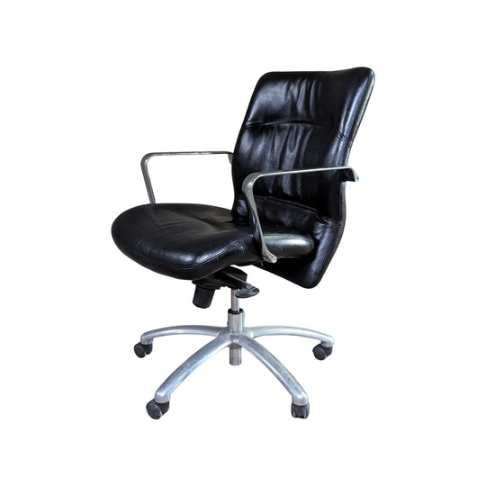 TWO | Black Leather Executive Desk Chairs