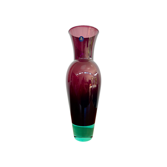 Royal Copenhagen Crystal Vase | Aubergine Emerald Green Art Glass | Danish Modern Statement (38.5cm)