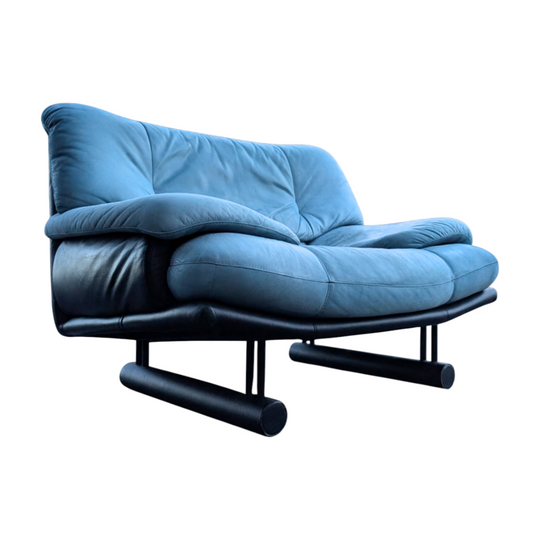 Italian Leather Lounge Armchair circa 1990