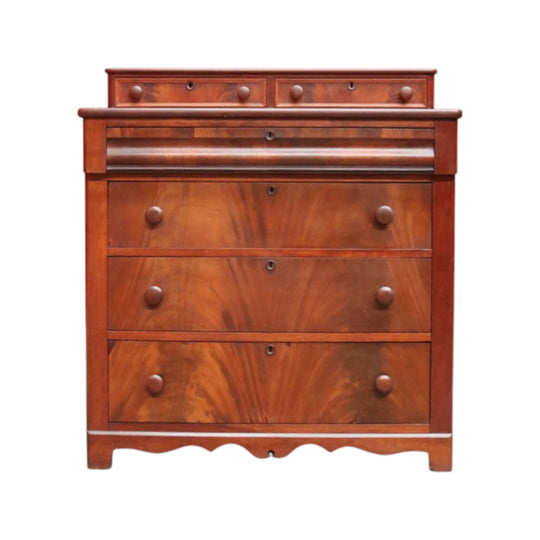 Antique English Flame Mahogany Chest of Drawers Biedermeier Style. B12927