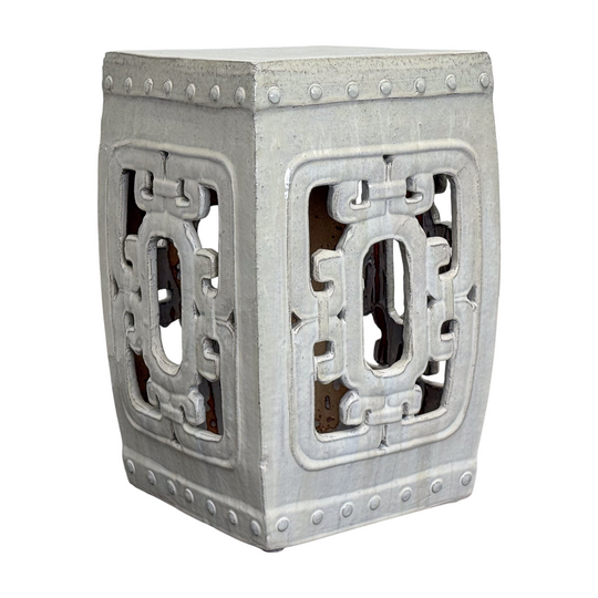 White Chinese Fret Stool