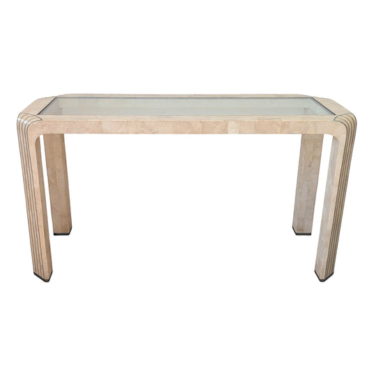 Maitland-Smith Console Table in Tessellated Stone and Bronze