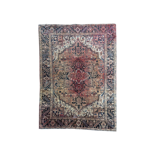 Vintage Handknotted Persian Heriz Rug - Considerable Wear (350x248cm)