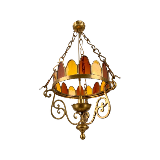 Art Nouveau Jugendstil Brass Chandelier