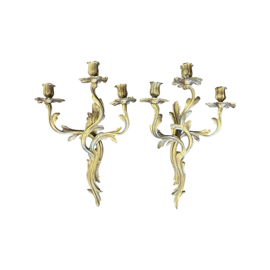 Pair 19th century French bronze wall sconces c.1890