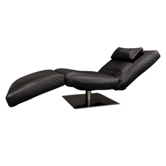 Natuzzi Zeta Adjustable Chaise Lounge in Aubergine Leather, Italy, c. 1990s