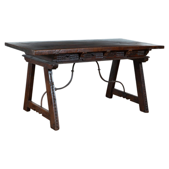 A Large 18th Century Spanish Walnut Console with Plank Top