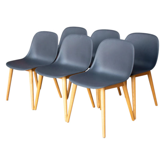 Muuto Fiber Side Chairs by Iskos‑Berlin – Wood Base, Set of Six