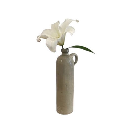 Antique Stoneware Tall Vase With Handle From France