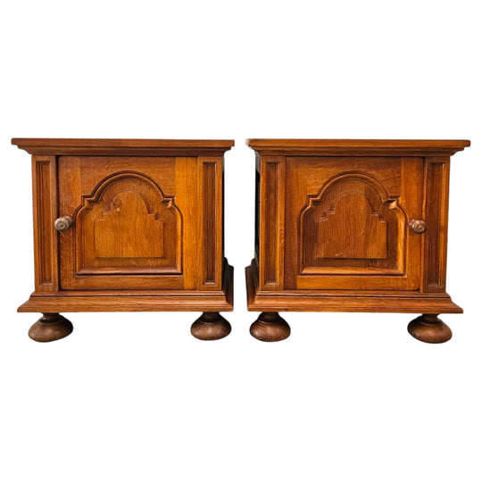 Pair of French Oak Gothic Style Bedsides