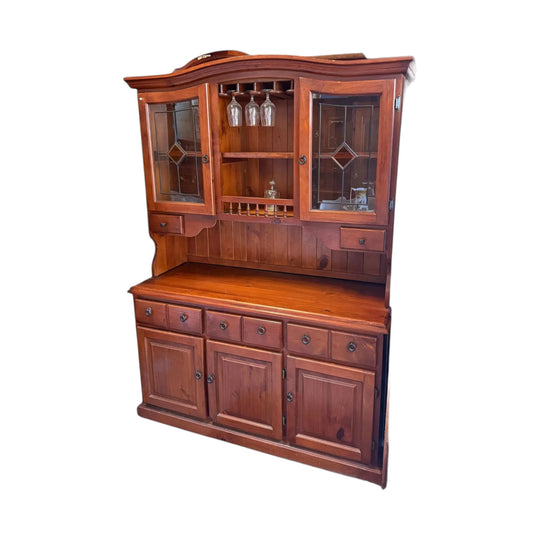 Solid Timber Buffet and Hutch with Leadlight Glass Doors