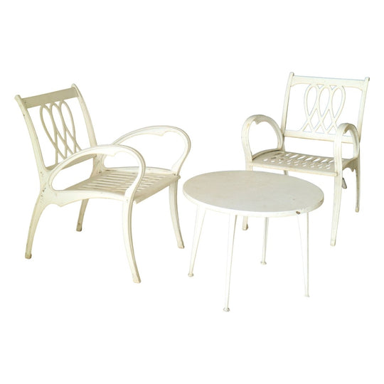 6x Flexalum Cast Aluminium Armchairs and Table