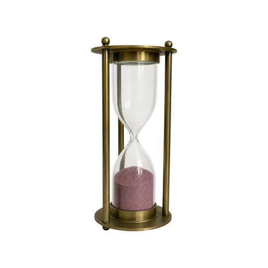 Large Brass Hourglass Pink Sand Timer Home Decor