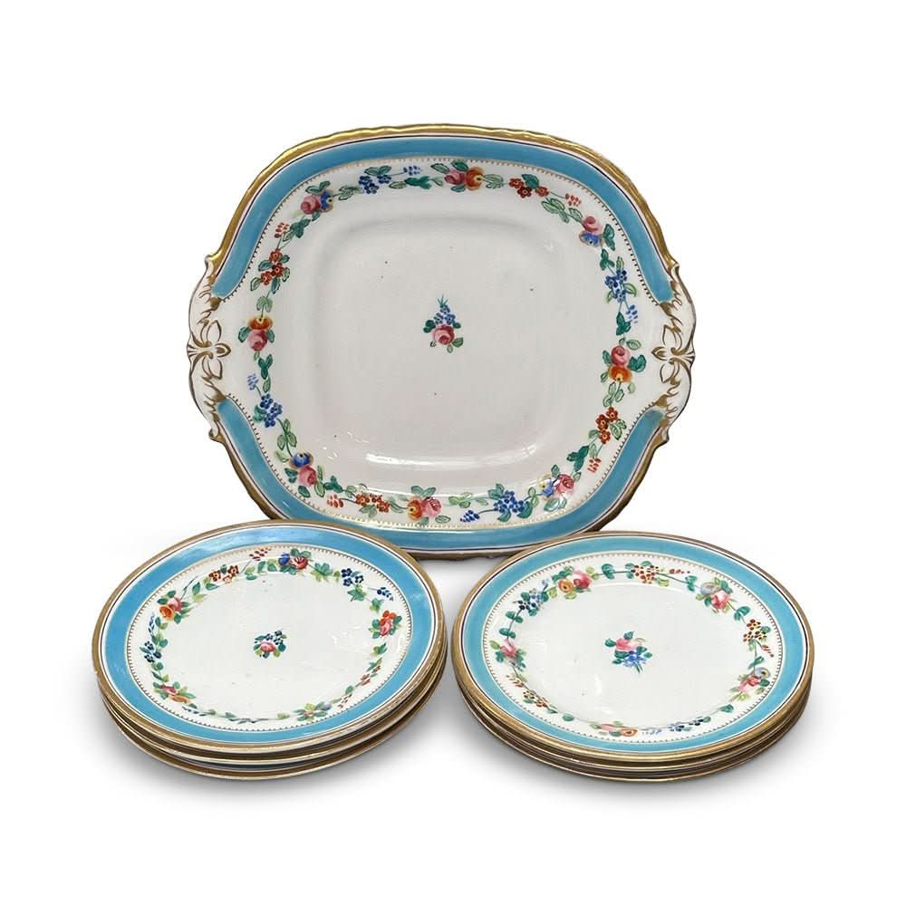 7 pce English Davenport floral set c.1840 | Bazaa | Designer, Vintage and Antique Furniture