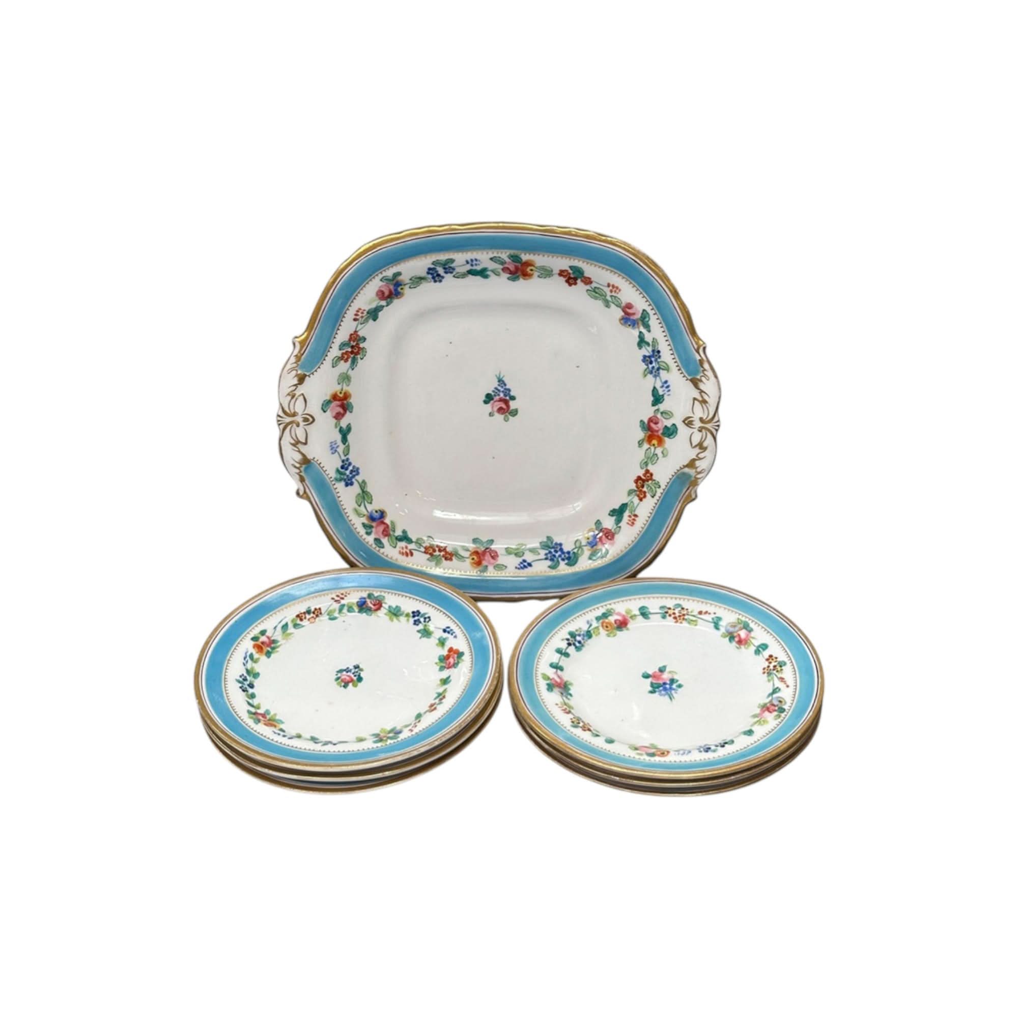 7 pce English Davenport floral set c.1840 | Bazaa | Designer, Vintage and Antique Furniture