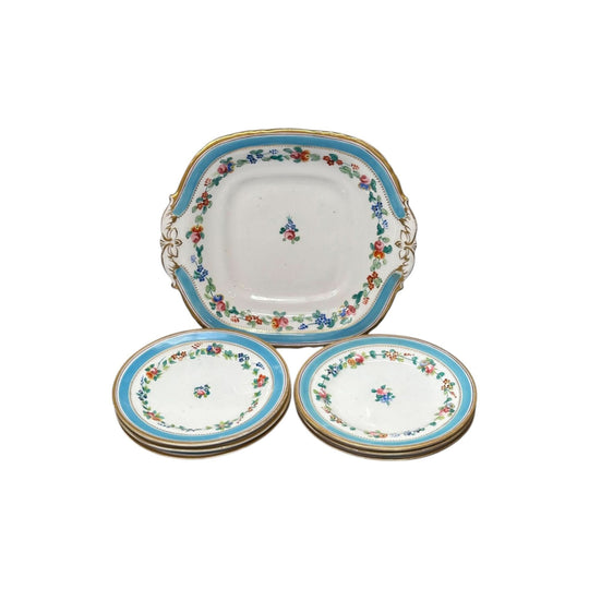 7 pce English Davenport floral set c.1840
