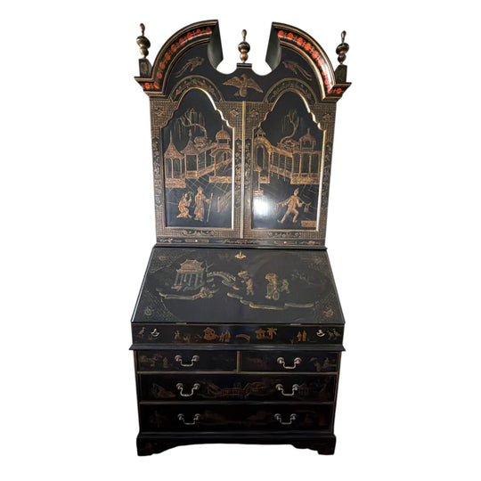 Maitland Smith Ltd Japanned Black Chinoiserie Bookcase, 20th Century