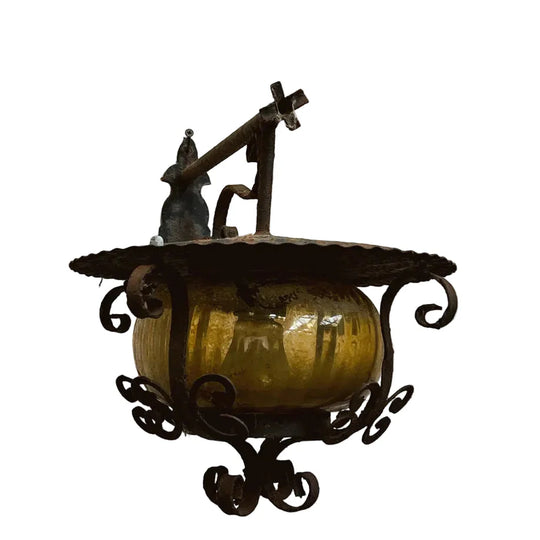 French Coloured Glass Iron Wall Light