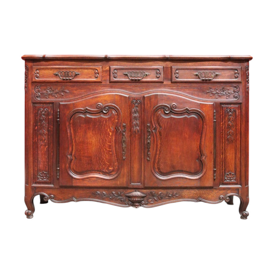 Antique French Oak Sideboard with Three Drawers Two Door Cupboard B13086