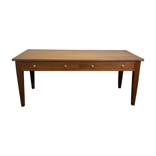 Antique Federation Kauri Pine Desk with 2 Drawers