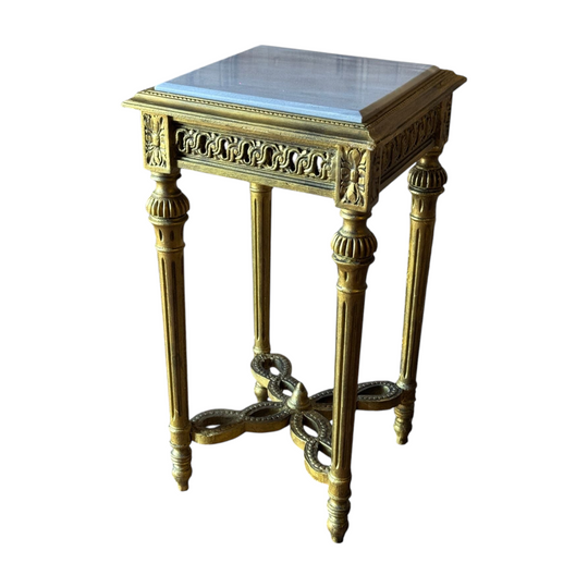 Vintage French Louis XVI Style Giltwood & Marble Side Table