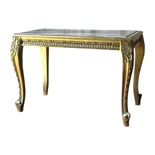 Vintage Louis XV Style Gilt Coffee Table with Breccia Marble Top