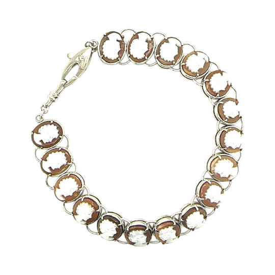 18ct white gold and platinum cameo bracelet