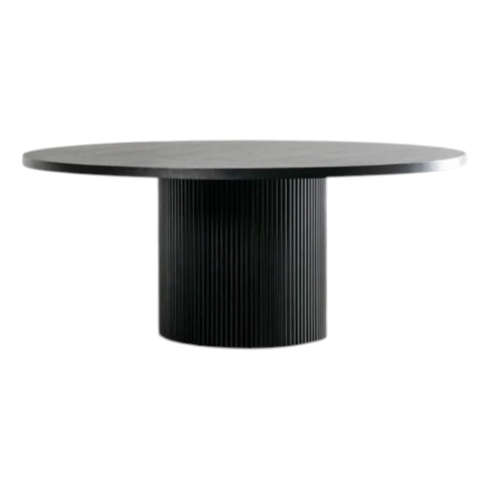 Vitolo Round Dining Table Black Noir Wood Grain 180cm