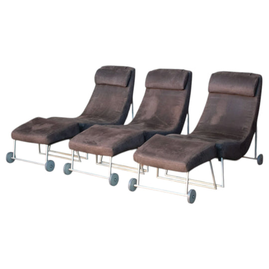 Set of 3 Contemporary Warwick Macrosuede Lounge Chairs