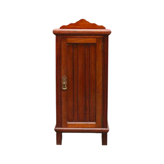 Antique English Mahogany Bedside Cabinet with Scalloped Gallery. B13053