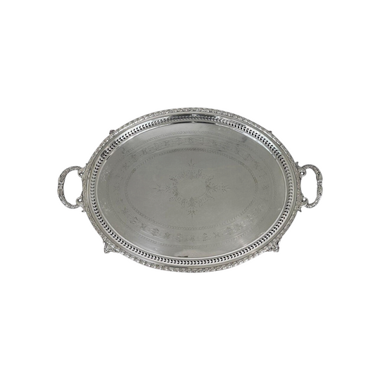 English oval silver plated serving tray