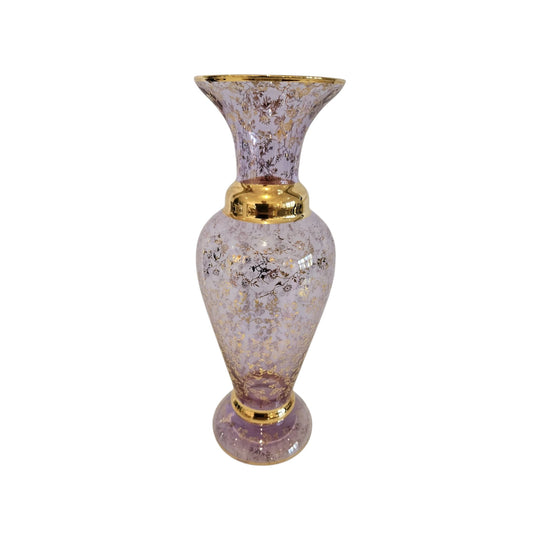 Exquisite Vecchia Murano Italy Glass Vase decorated with gilt foliage