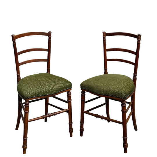 Fabric and Walnut Chairs, Late 19Th Century