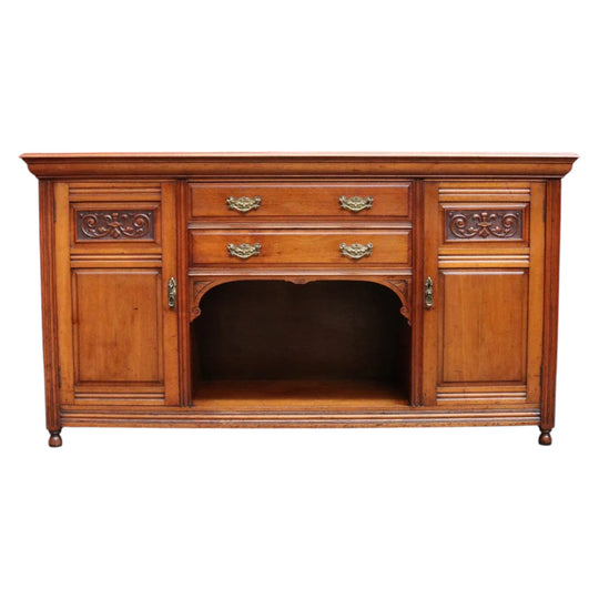 Antique English Edwardian Walnut 2 Door 2 Drawer Sideboard Cabinet B13011