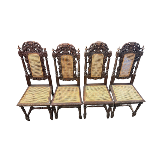 Antique Renaissance Revival Carved Oak Dining Chairs