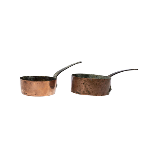 Set of 2 Antique French Copper Pots from the Haute Savoie