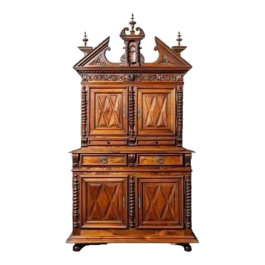 Antique French 19th century carved walnut cabinet
