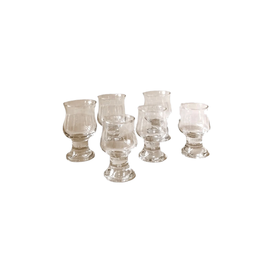 Set of 6 Vintage Poco Grande / Glencairn Whiskey Glasses with Bubble Stem – Mixed Sizes