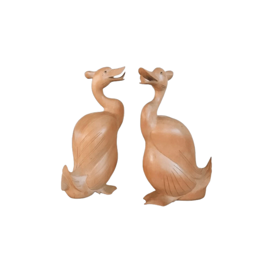 Set of Two Timber Bird Figures, 20 cm H