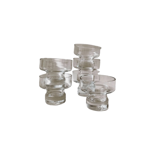 Crown Corning Vintage Square Coupes – Set of 5, Mid‑Century Style