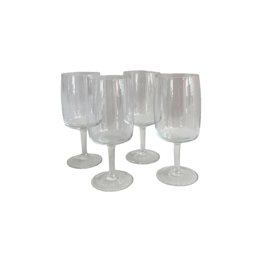 Vintage Square Crystal Goblets – Set of Four, 15 cm