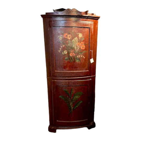 19th-Century Dutch Handpainted Corner Cupboard