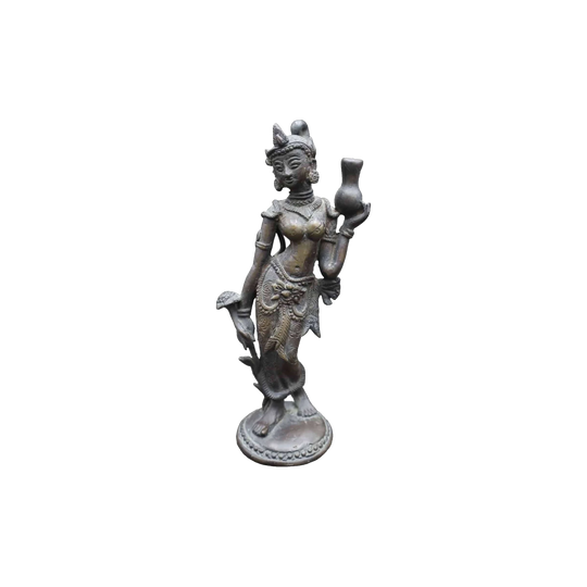 Antique Burmese Tara Sculpture, Aged Brass, Mandalay, Early 1900s