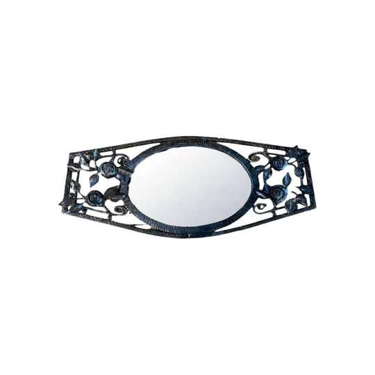 French art deco oval mirror