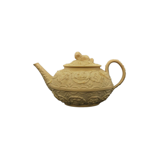 Cabeware Teapot with Arabesque Decoration and Spaniel Finial
