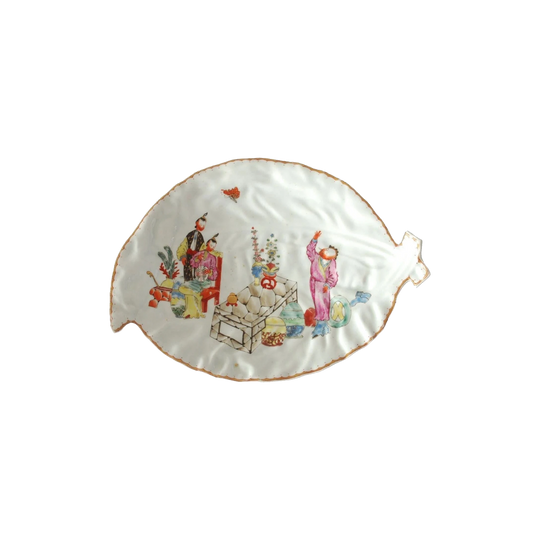 Early Cabbage Leaf Dish – ‘The Magician’ Polychrome Decoration