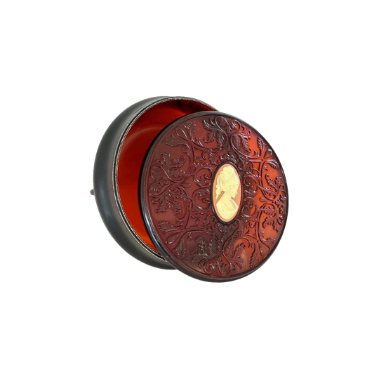 1960s Avon Cameo Tortoiseshell Lucite Jewellery Box / Trinket Dish