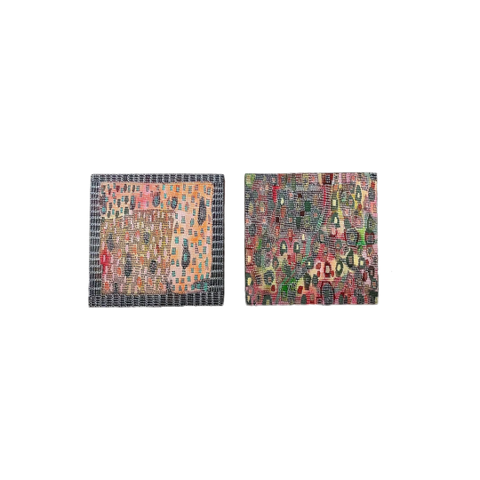 James Ettelson, 2014, Hand-Painted Acrylic on Timber Panels, Signed Set of Two, 30 x 30 cm Each