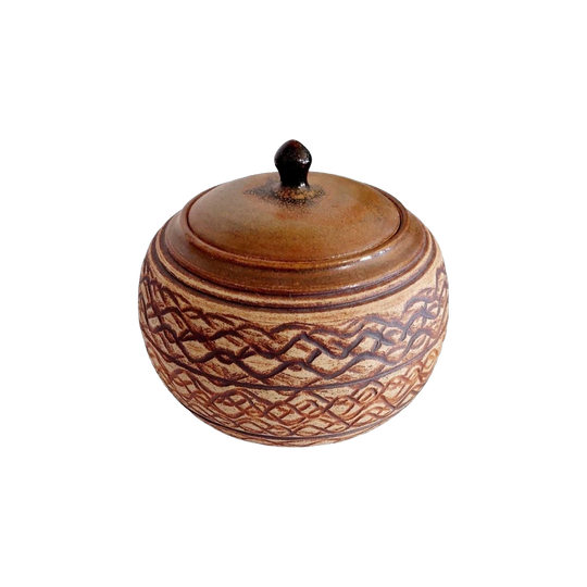 Melvin John (Mel) Cole Sgraffito and Oxide-Stained Lidded Pot